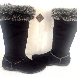NATURAL SOUL BY NATURALIZER TALL SUEDE LIKE BOOTS WITH FAUX FUR LINING - 8.5M